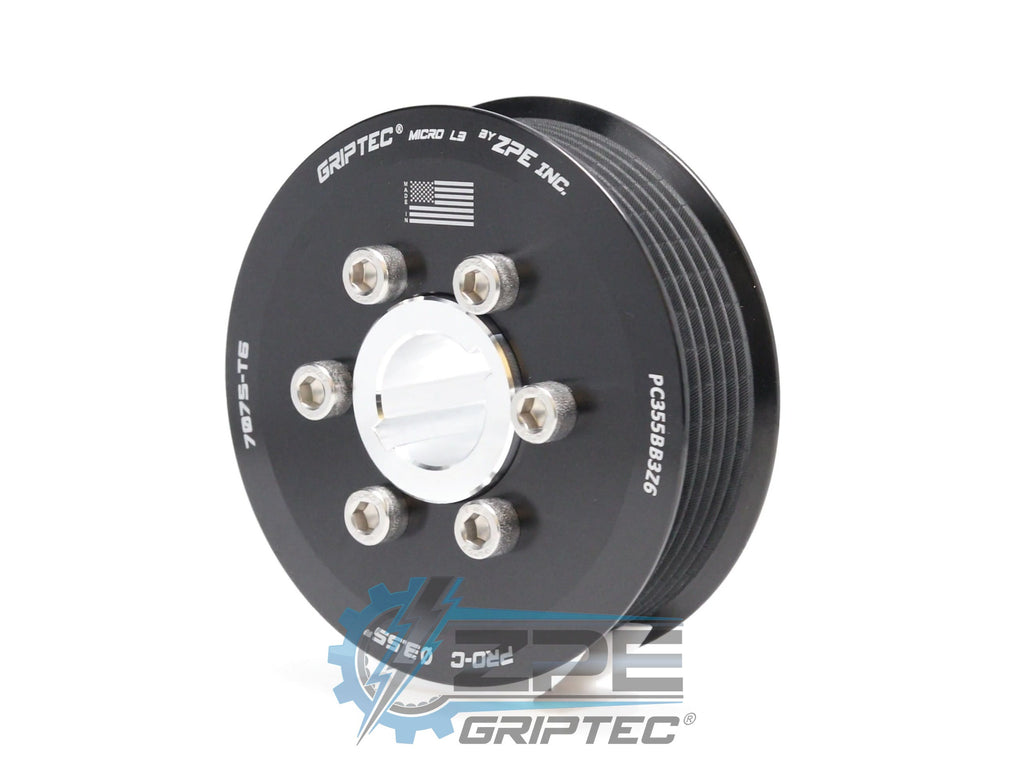 3.55" 6 Rib ZPE GripTec® 2pc ProCharger Standard L3 Black Pulley & Hub Kit