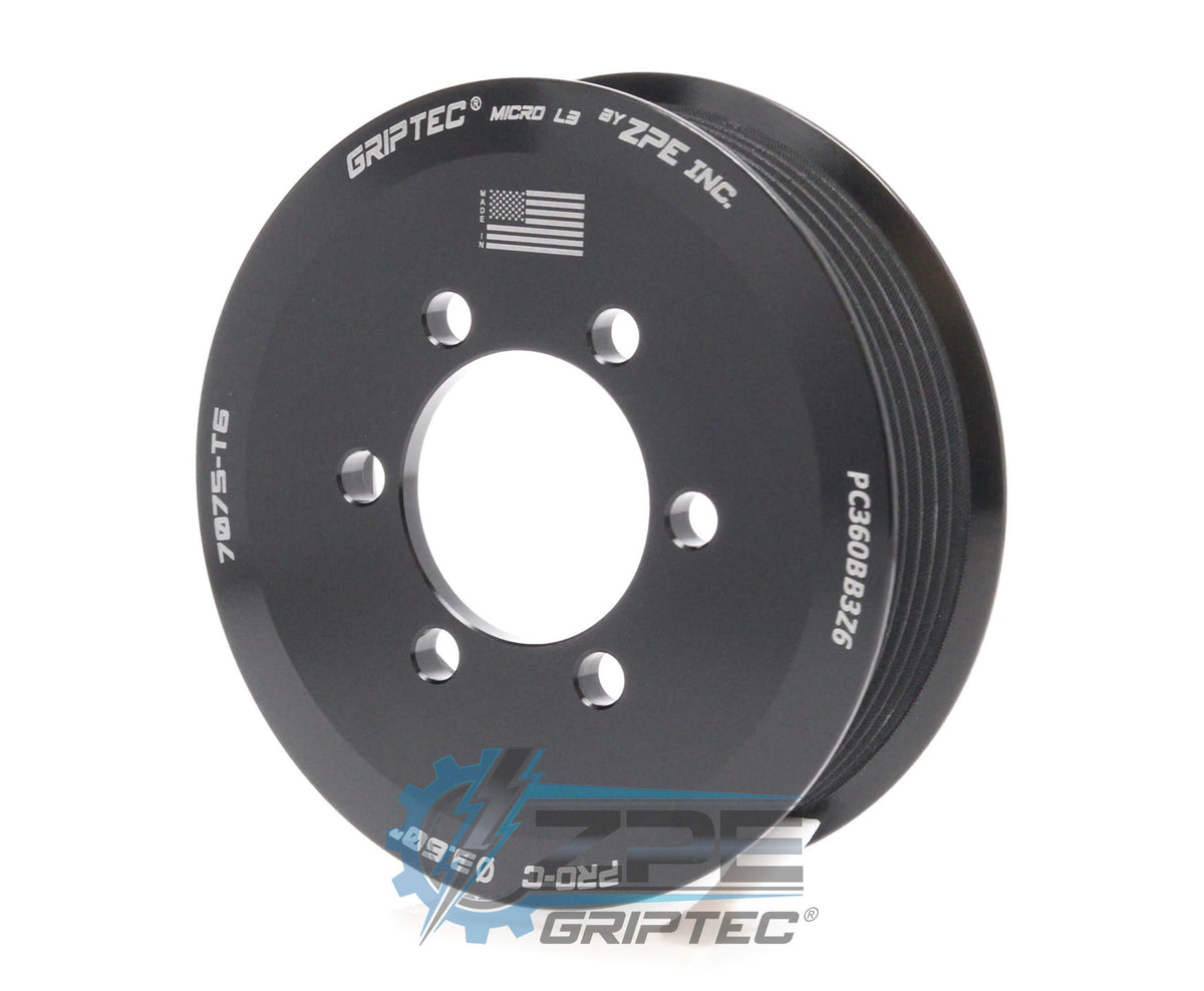 3.60" 6 Rib ZPE GripTec® 2pc ProCharger Standard L3 Black Pulley Only