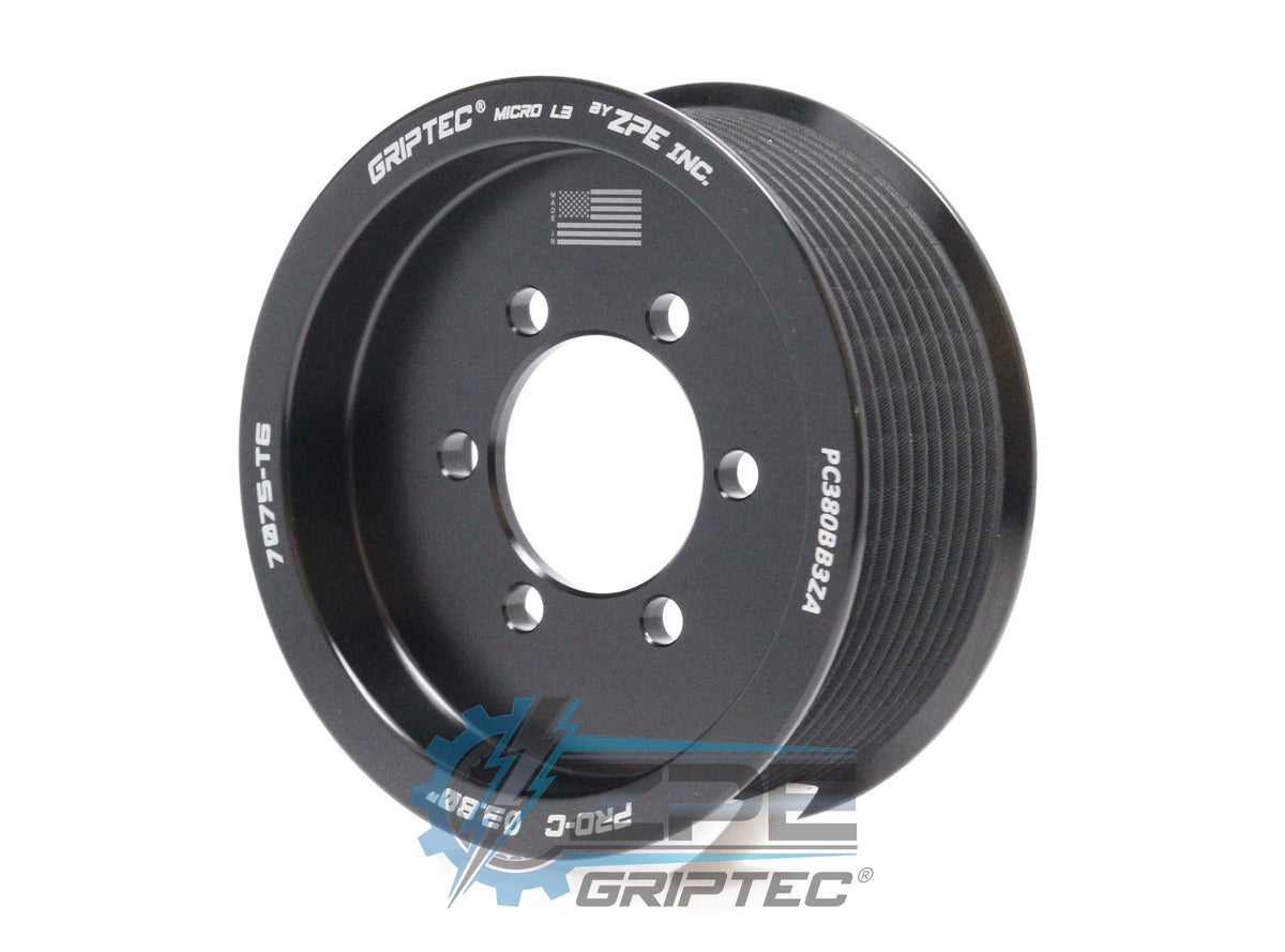3.80" 10 Rib ZPE GripTec® 2pc ProCharger Standard L3 Black Pulley Only