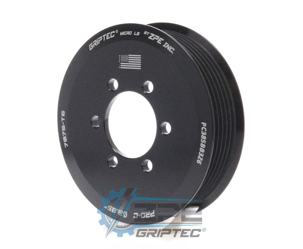 3.85" 6 Rib ZPE GripTec® 2pc ProCharger Standard L3 Black Pulley Only