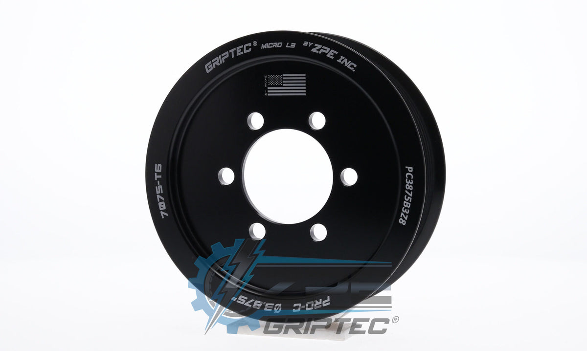 3.875" 8 Rib ZPE GripTec® 2pc ProCharger Standard L3 Black Pulley Only