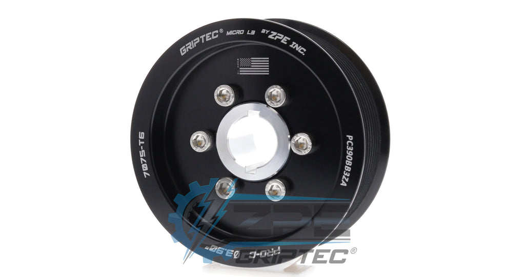 3.90" 10 Rib ZPE GripTec® 2pc ProCharger Standard L3 Black Pulley & Hub Kit