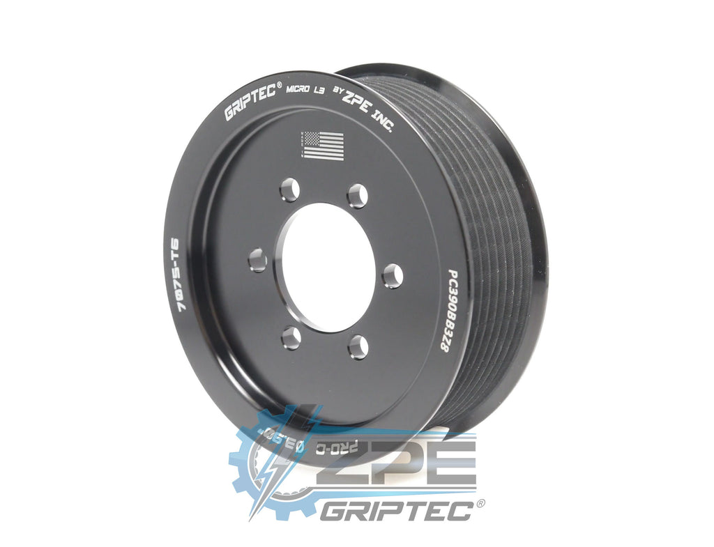 3.90" 8 Rib ZPE GripTec® 2pc ProCharger Standard L3 Black Pulley Only