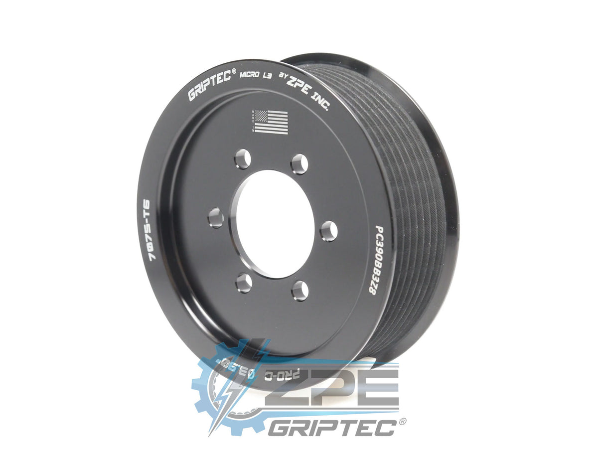 3.90" 8 Rib ZPE GripTec® 2pc ProCharger Standard L3 Black Pulley Only