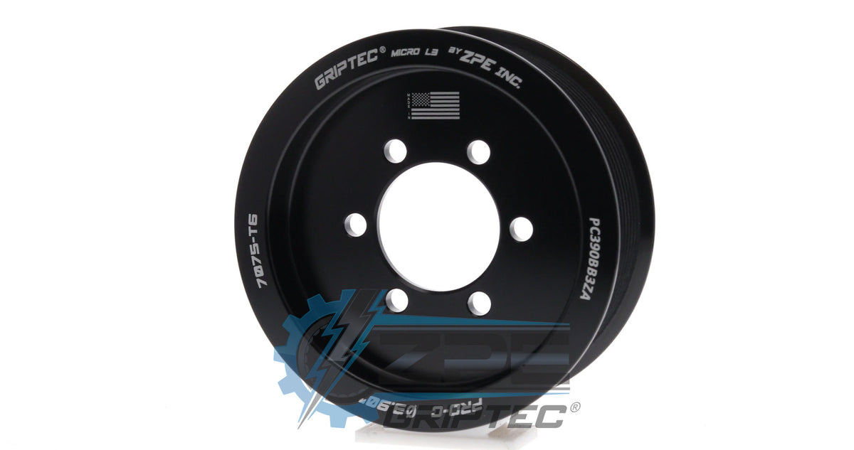3.90" 10 Rib ZPE GripTec® 2pc ProCharger Standard L3 Black Pulley Only