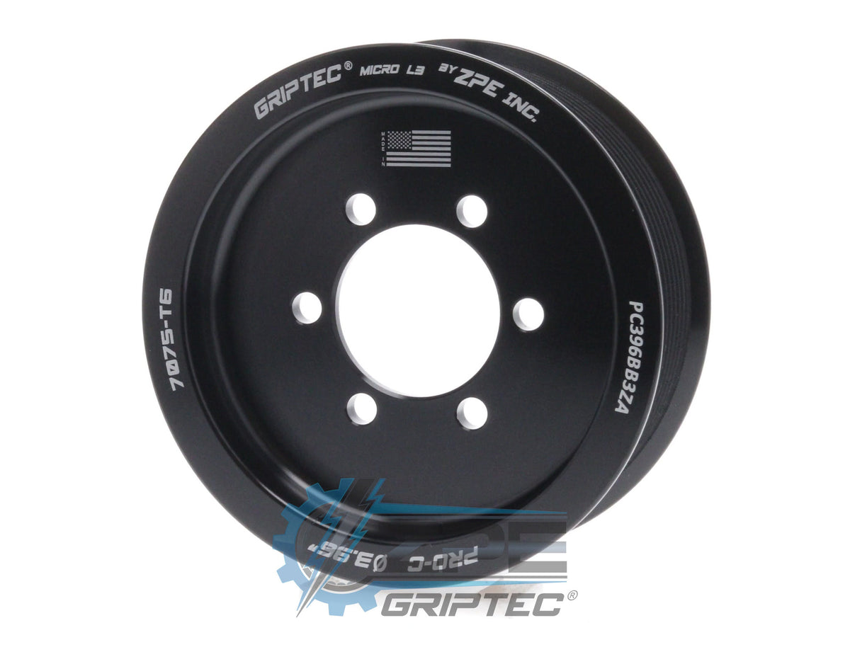 3.96" 10 Rib ZPE GripTec® 2pc ProCharger Standard L3 Black Pulley Only