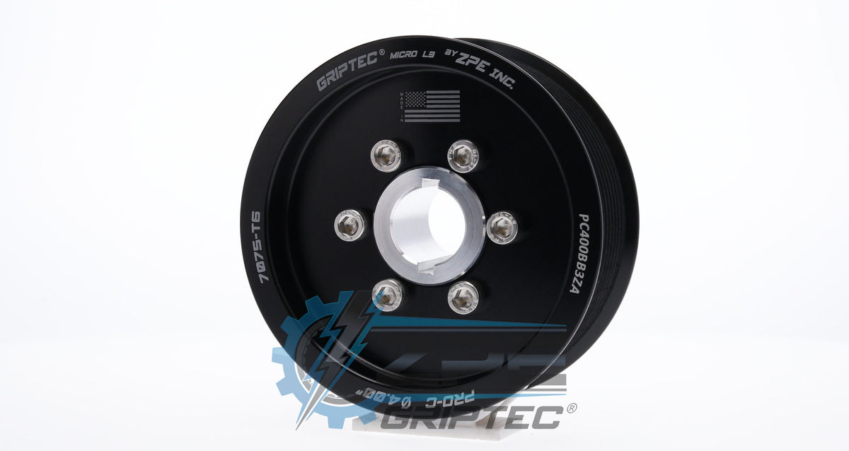 4.00" 10 Rib ZPE GripTec® 2pc ProCharger Standard L3 Black Pulley & Hub Kit