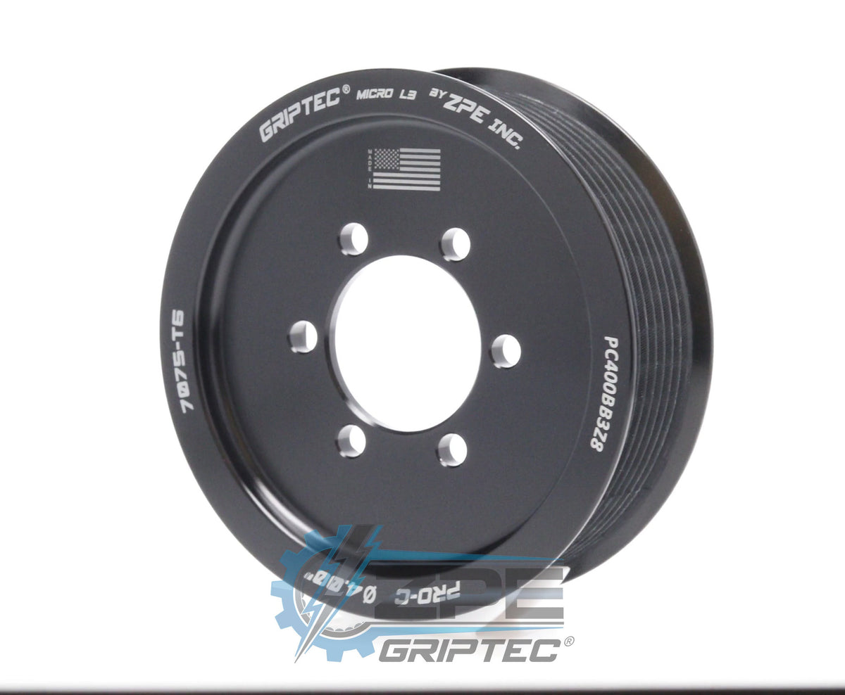 4.00" 8 Rib ZPE GripTec® 2pc ProCharger Standard L3 Black Pulley Only