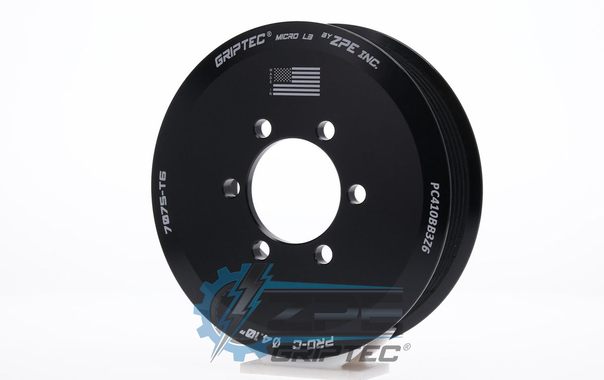 4.10" 6 Rib ZPE GripTec® 2pc ProCharger Standard L3 Black Pulley Only