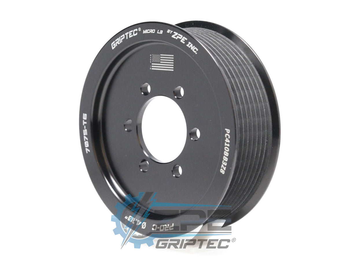 4.10" 8 Rib ZPE GripTec® 2pc ProCharger Standard L3 Black Pulley Only