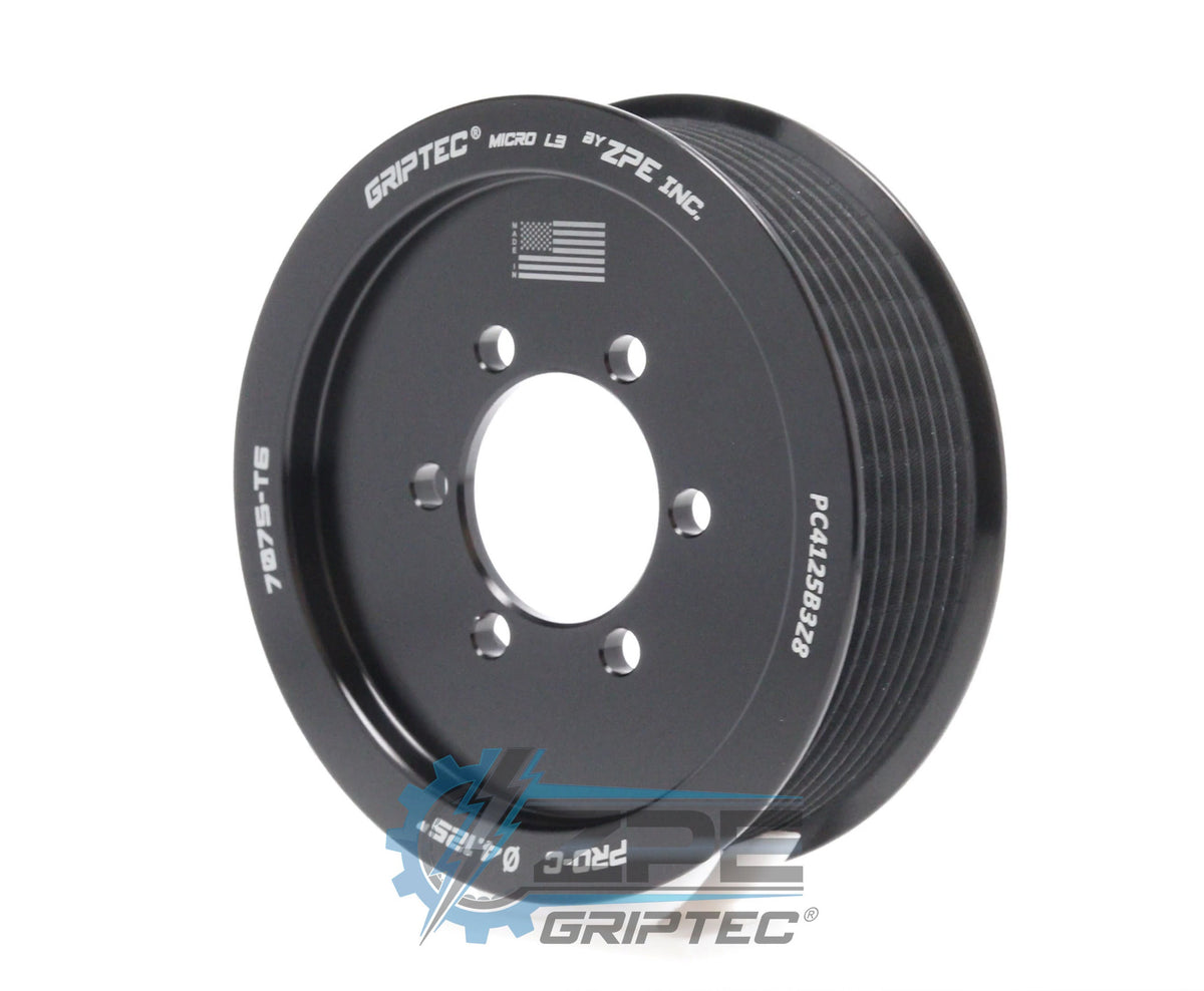 4.125" 8 Rib ZPE GripTec® 2pc ProCharger Standard L3 Black Pulley Only