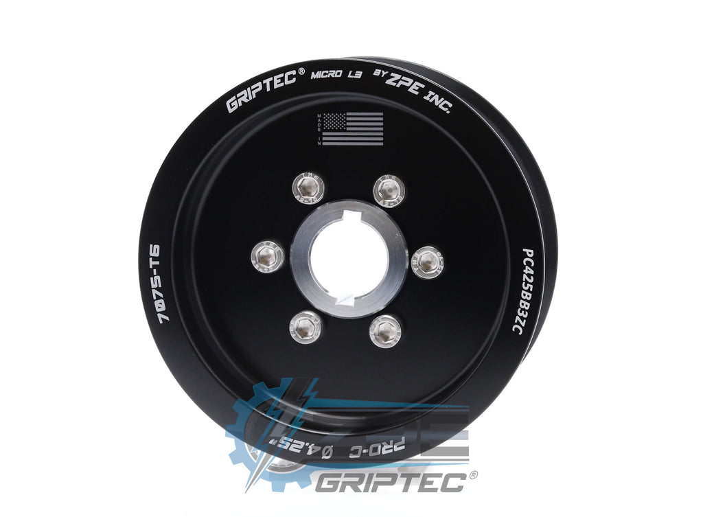 4.25" 12 Rib ZPE GripTec® 2pc ProCharger Standard L3 Black Pulley & Hub Kit