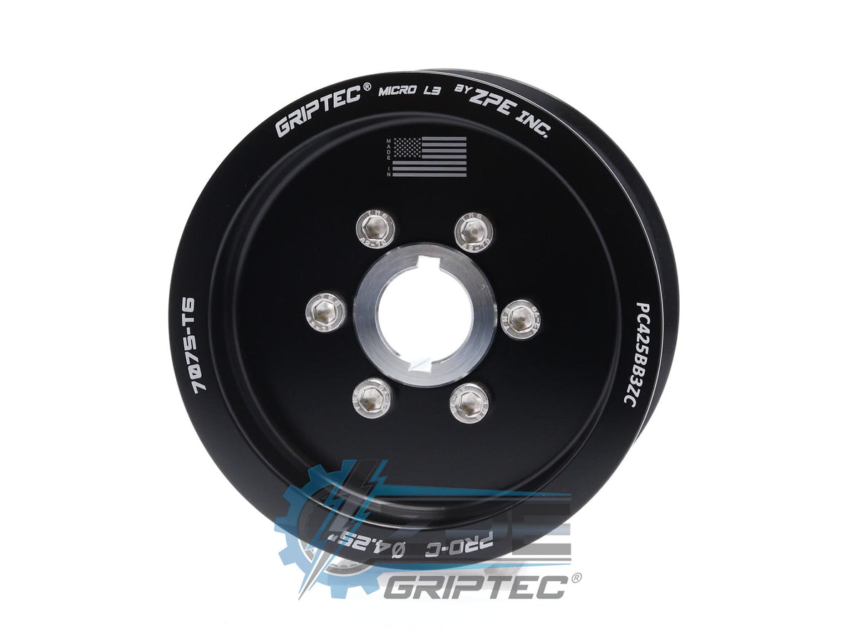 4.25" 12 Rib ZPE GripTec® 2pc ProCharger Standard L3 Black Pulley & Hub Kit Main image