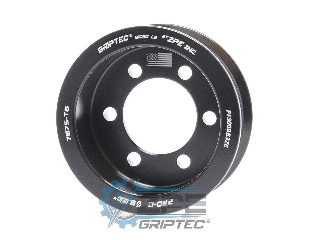 3.00" 6 Rib ZPE GripTec® 2pc ProCharger Offset L3 Black Pulley Only
