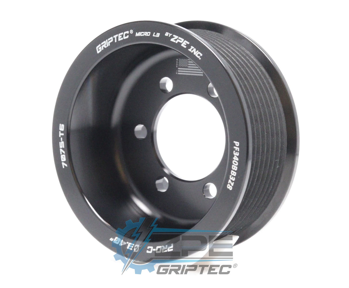 3.40" 8 Rib ZPE GripTec® 2pc ProCharger Offset L3 Black Pulley Only