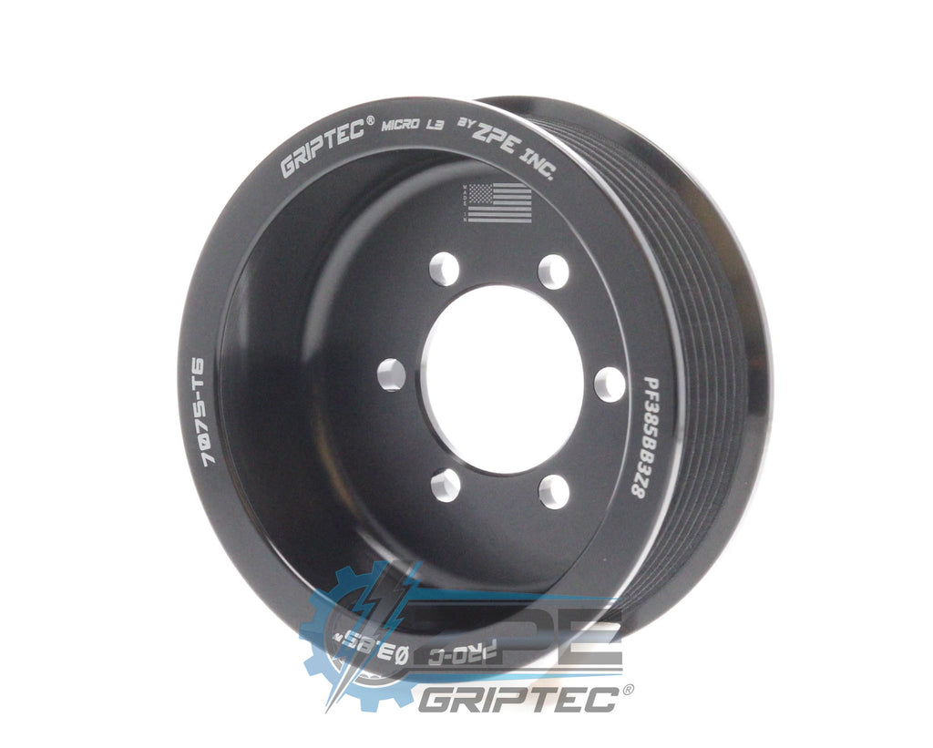 3.85" 8 Rib ZPE GripTec® 2pc ProCharger Offset L3 Black Pulley Only