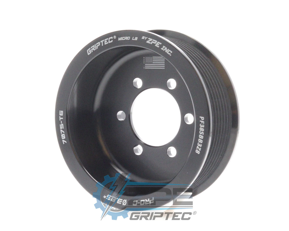 3.85" 8 Rib ZPE GripTec® 2pc ProCharger Offset L3 Black Pulley Only