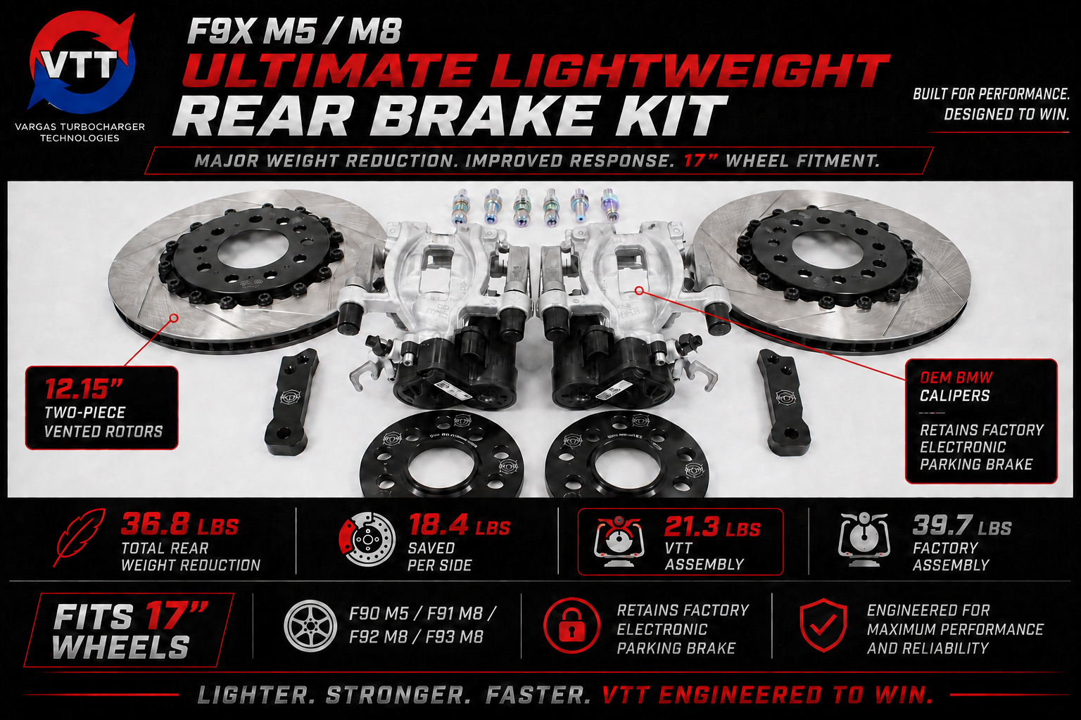 VTT F9X M5/M8 Ultimate Lightweight Rear Brake Kit Secondary image
