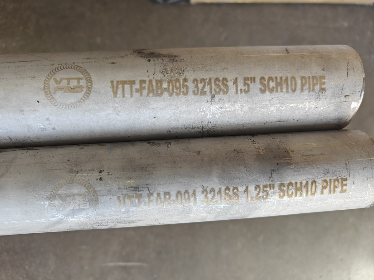VTT SEAMLESS PIPE 321 STAINLESS – 4 FOOT LENGTH