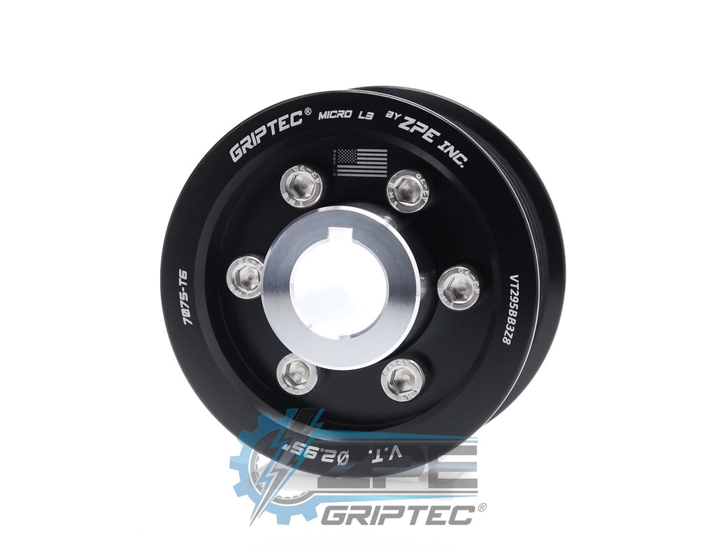 2.95" 8 Rib ZPE GripTec® 2pc Vortech YSi/JT/V3 L3 Black Pulley & Hub Kit