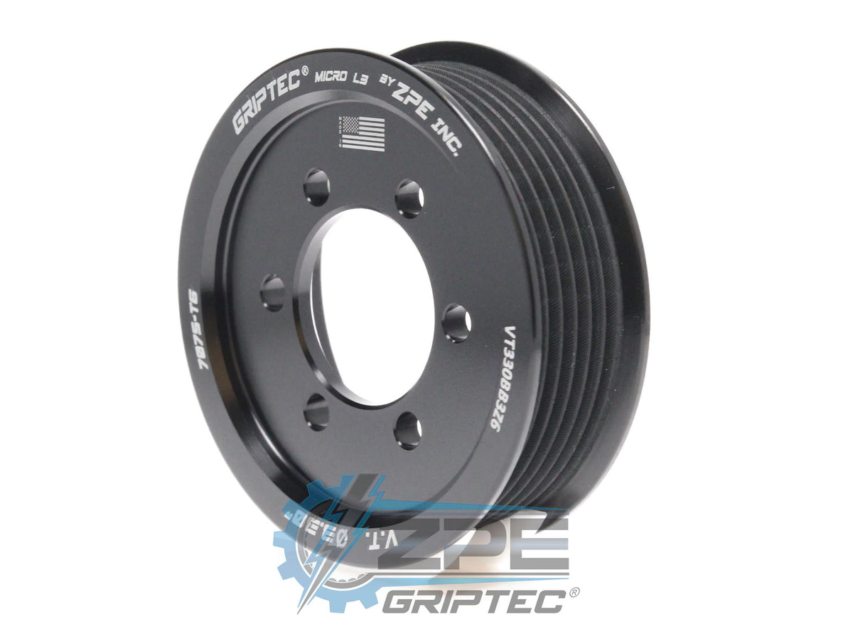 3.30" 6 Rib ZPE GripTec® 2pc Vortech YSi/JT/V3 L3 Black Pulley Only