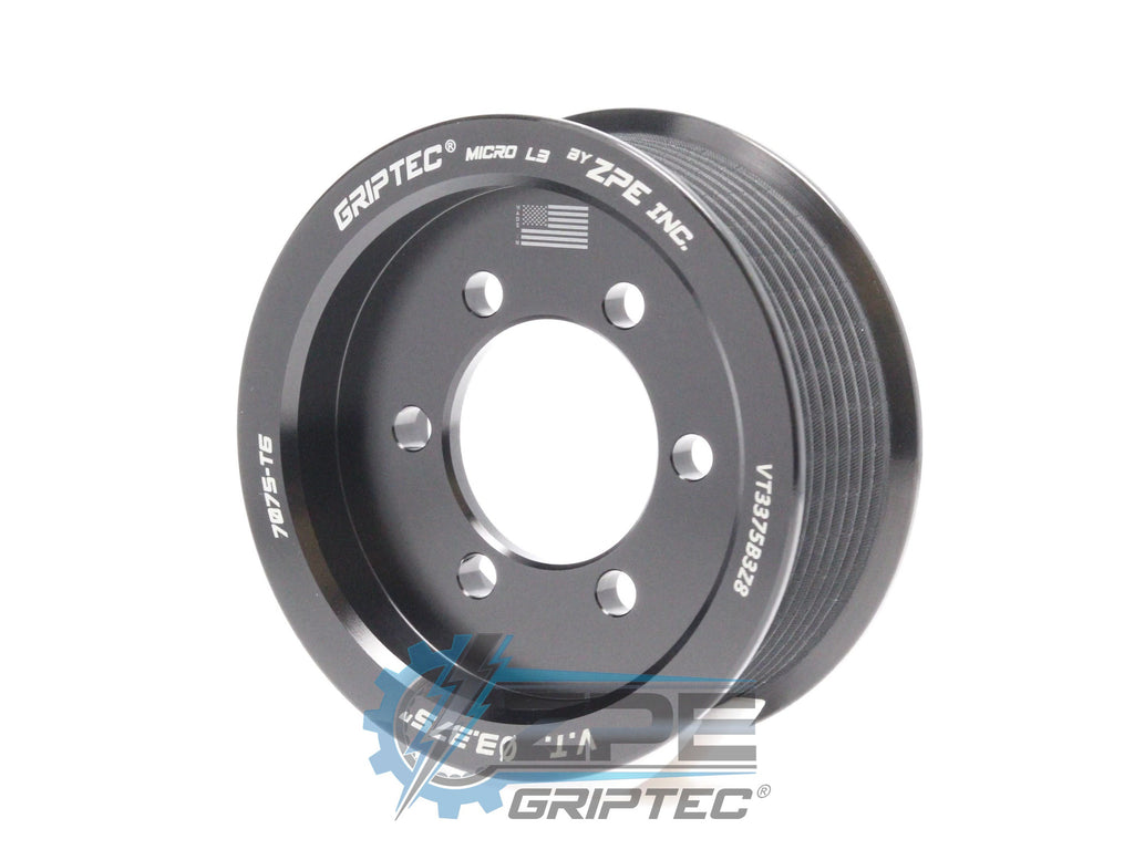 3.375" 8 Rib ZPE GripTec® 2pc Vortech YSi/JT/V3 L3 Black Pulley Only