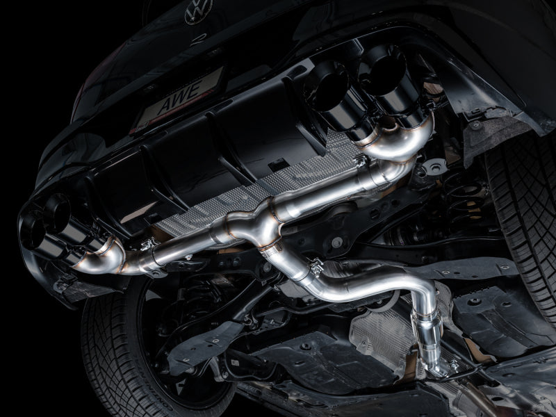 AWE Tuning MK8 Volkswagen Golf R 3in Track Edition Quad Exhaust - Diamond Black Tips (view 9)