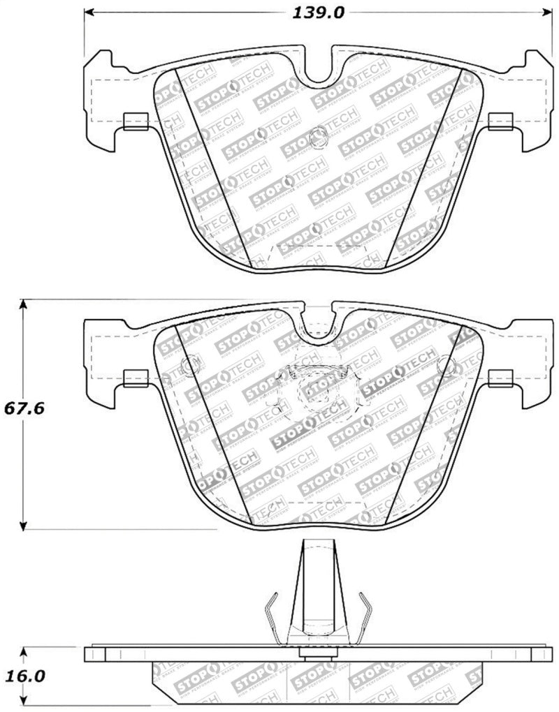 StopTech Street Touring 06-09 BMW M5 E60 / 07-09 M6 E63/E63 Rear Brake Pads Main image