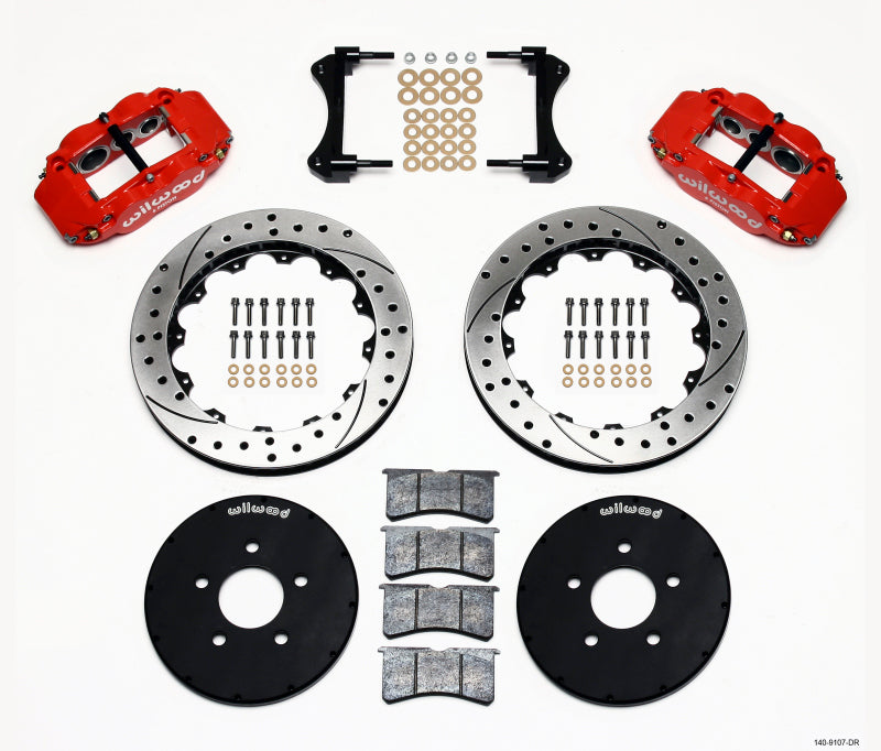 Wilwood Narrow Superlite 6R Front Hat Kit 12.88in Drill Red 1994-2004 Mustang Main image