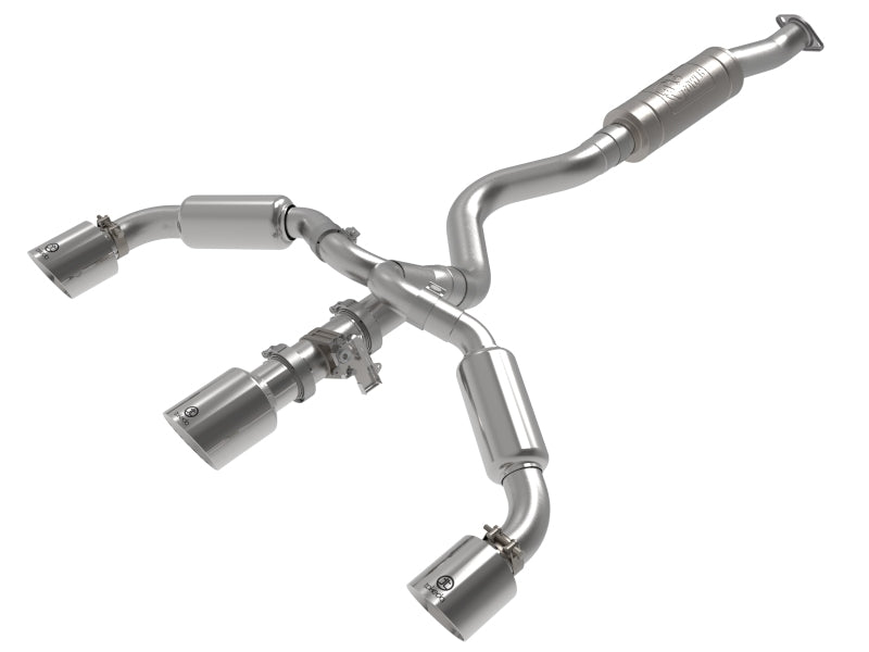 aFe 23-24 Toyota GR Corolla L3 1.6L (t) Gemini XV 3in to 2-1/2in Cat Back Exhaust w/ Polished Tips Main image