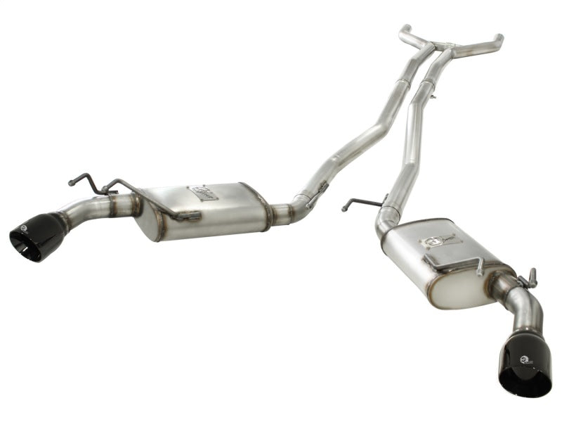 aFe MACH Force XP Exhaust 2.5in Stainless Steel CB/10-13 Chevy Camaro V6-3.6L (td) (gloss blk tip) Main image