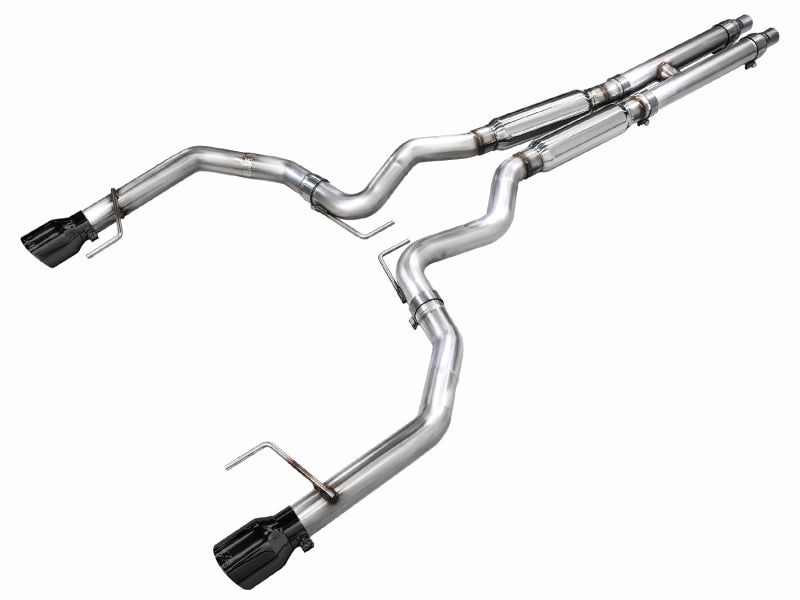 AWE 2024 Ford Mustang GT Fastback S650 RWD Track Edition Cat-Back Exhaust w/ Dual Diamond Black Tips Main image