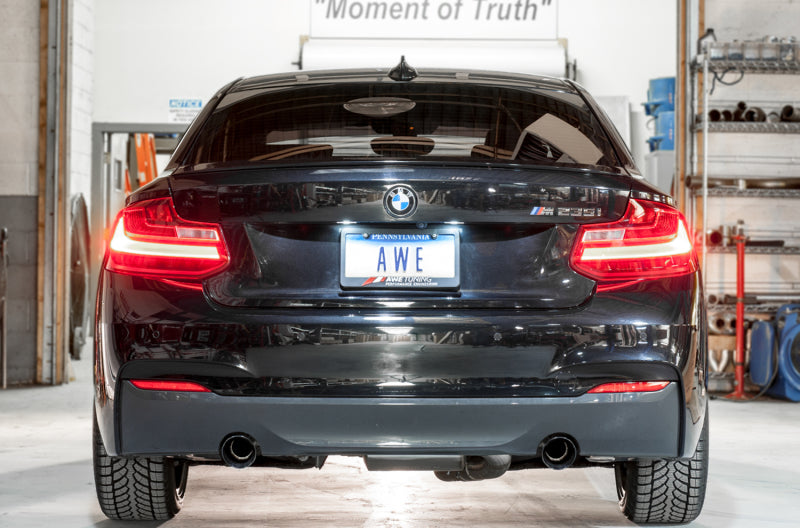 AWE Tuning BMW F22 M235i / M240i Touring Edition Axle-Back Exhaust - Diamond Black Tips (102mm) (view 2)
