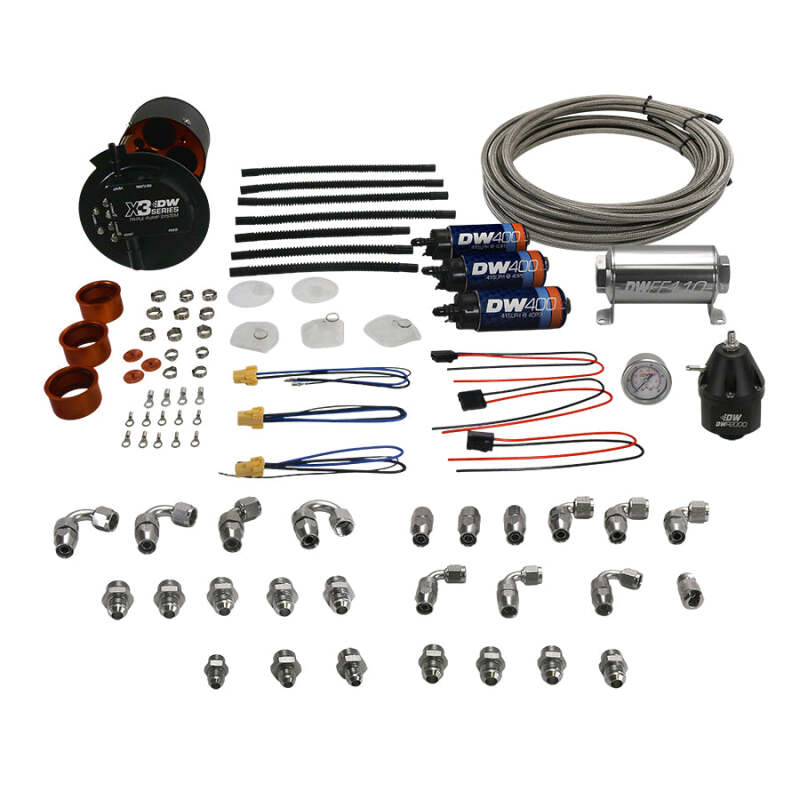 DeatschWerks 2015+ Ford F150 Coyote X3 Series Fuel Pump Module W/ Triple DW400 Fuel Pumps & Plumbing Main image