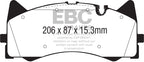 EBC 2015+ Mercedes-Benz C63 AMG (W205) 4.0L Twin Turbo Yellowstuff Front Brake Pads (view 2)