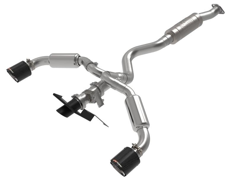 aFe 23-24 Toyota GR Corolla L3 1.6L (t) Gemini XV 3in to 2-1/2in CatBack Exhaust w/Carbon Fiber Tips Main image