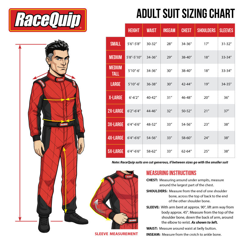 RaceQuip Black SFI-5 Suit - Medium