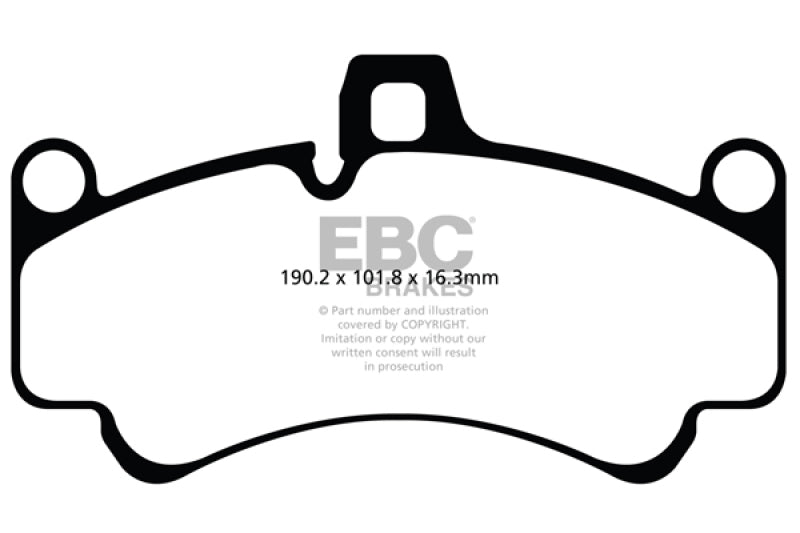 EBC 01-03 Porsche 911 (996) (Cast Iron Rotor only) 3.6 Twin Turbo GT2 Yellowstuff Front Brake Pads (view 4)