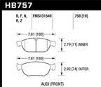 Hawk Audi 2013 A5 Quattro / 12-16 A6 Quattro/A7 Quattro/A8 Quattro PC Front Brake Pads (view 2)