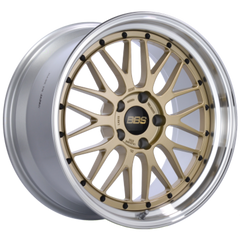 BBS LM 20x9 5x114.3 ET28 PFS Gold Center Diamond Cut Lip Wheel - 82mm PFS Required