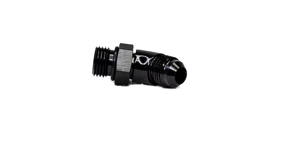 BTR AN FITTING - AN TO ORB ADAPTER - 6 ORB TO 6AN - 45° - BLACK - ADPT-02-003-45