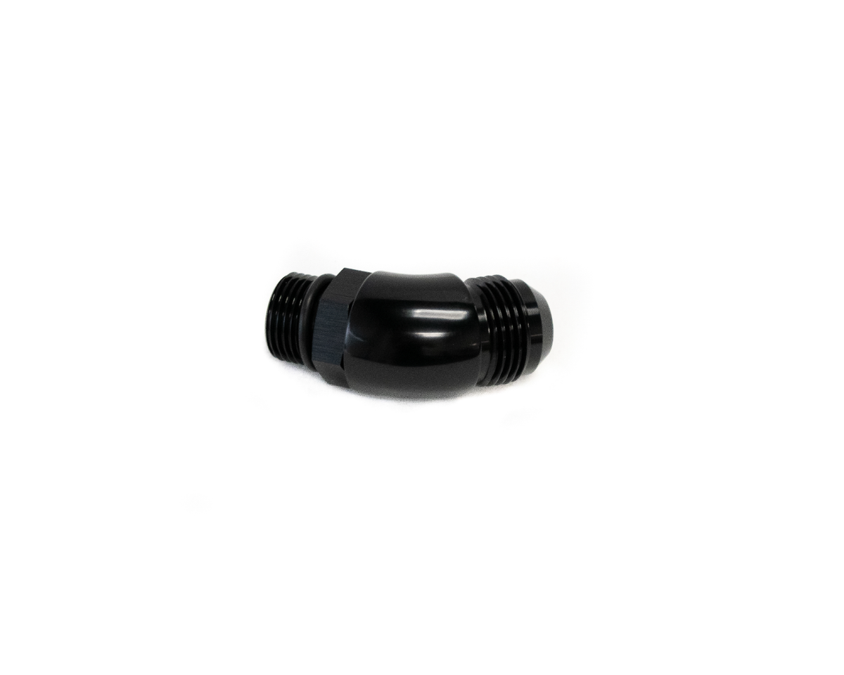 BTR AN FITTING - AN TO ORB ADAPTER - 10 ORB TO 12AN - 45° - BLACK - ADPT-02-012-45