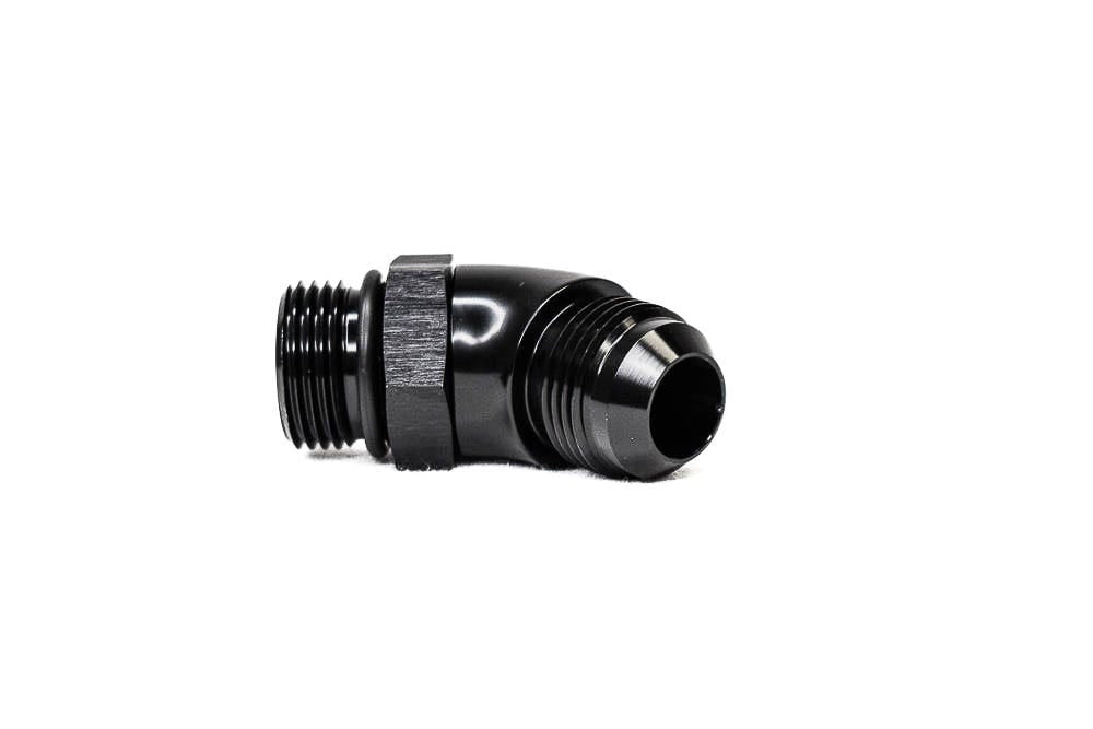BTR AN FITTING - AN TO ORB ADAPTER - 12 ORB TO 12AN - 45° - BLACK - ADPT-02-013-45