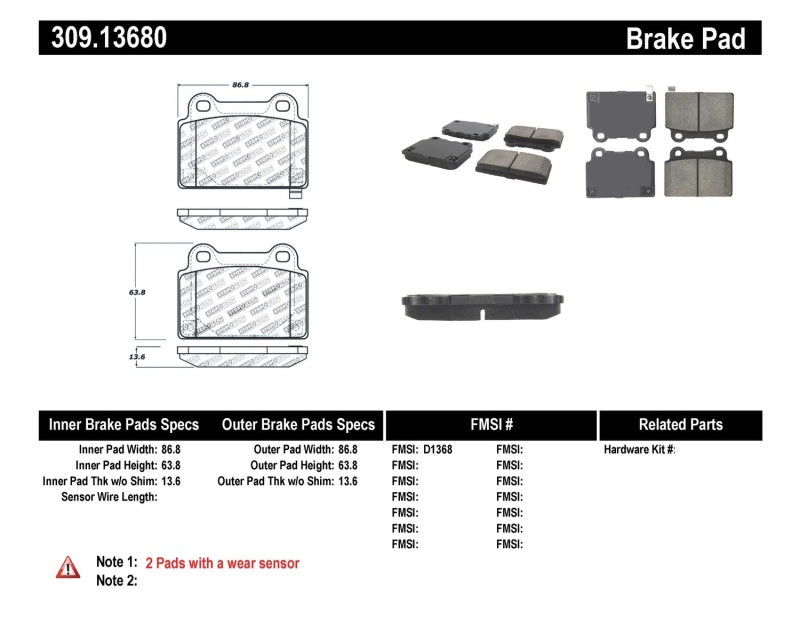 StopTech Performance 08+ Mitsubishi Evolution X Rear Brake Pads (view 2)