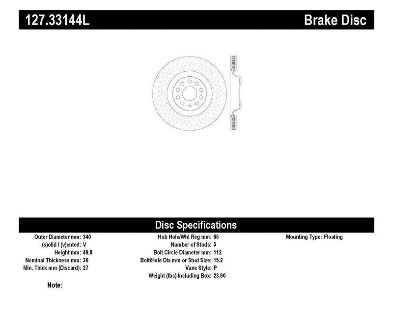 StopTech Slotted & Drilled Sport Brake Rotor (view 3)