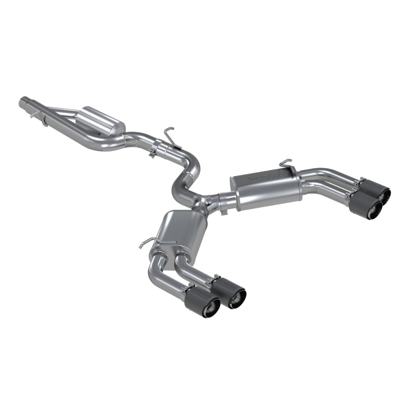MBRP 15-18 Audi S3 SS 3in Quad Split Rear Exit w/ Carbon Fiber Tips - T304 (view 2)