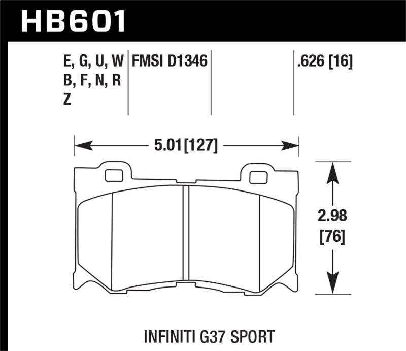Hawk 10-12 Infiniti FX50 / 09-12 G37 / 09-13 Nissan 370Z DTC-30 Race Front Brake Pads (view 2)