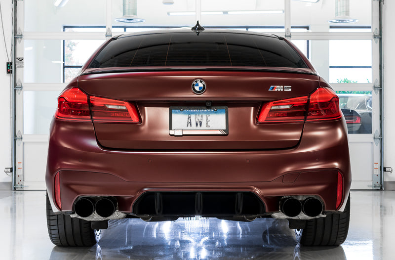 AWE Tuning 18-19 BMW F90 M5 SwitchPatch Cat-Back Exhaust- Black Diamond Tips (view 2)
