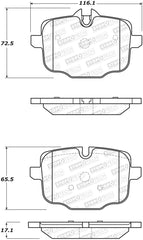 StopTech 11-17 BMW 530i Street Brake Pads w/Shims & Hardware - Rear