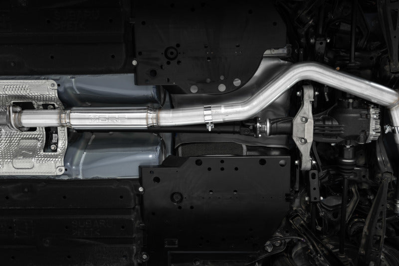 MBRP 2022+ Subaru WRX 3in Cat-Back Dual Split Rear Quad Carbon Fiber Tips Race Profile Exhaust (view 2)